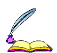 a feather quill wiriting in a book then it goes into the inwell or inkpot and loops (lot of gifs, sorry if you're blind!)